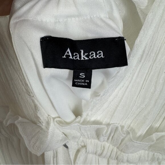 Aakaa White Boho Deep V-Neck Tassel Waist Beach Cover-Up Maxi Dress Size S - Picture 5 of 16